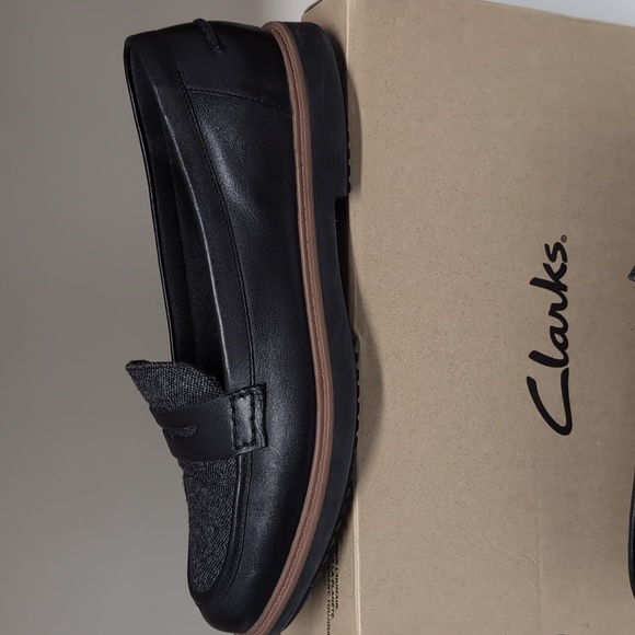 Clarks Raisie Eletta Comfort Penny Loafers Black Tweed US 9. Euro 40 - Picture 3 of 8